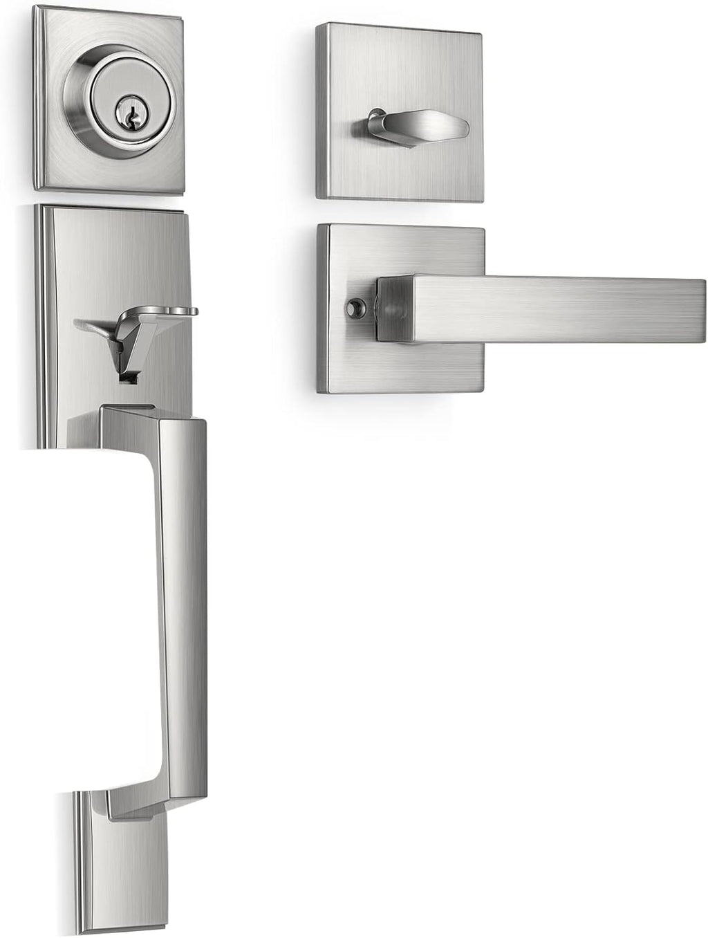 Satin Nickel Single Cylinder Door Handleset Pack of 2 D750