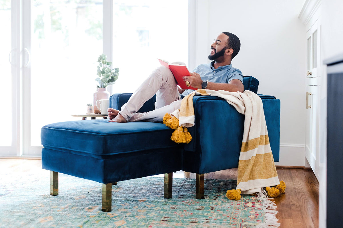 Mustard Velvet Ottoman F38570