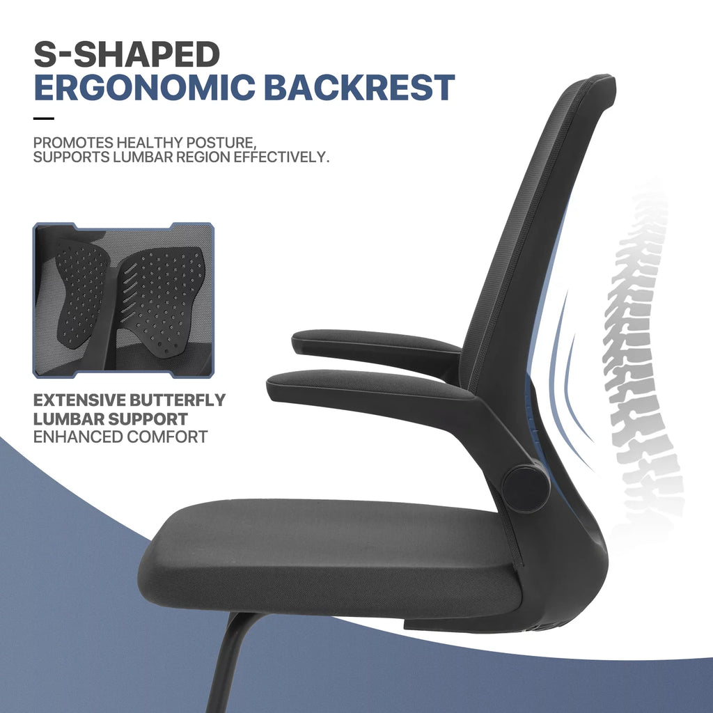 Black Set of 2 Mesh Office Chair with Lumbar Support I132554