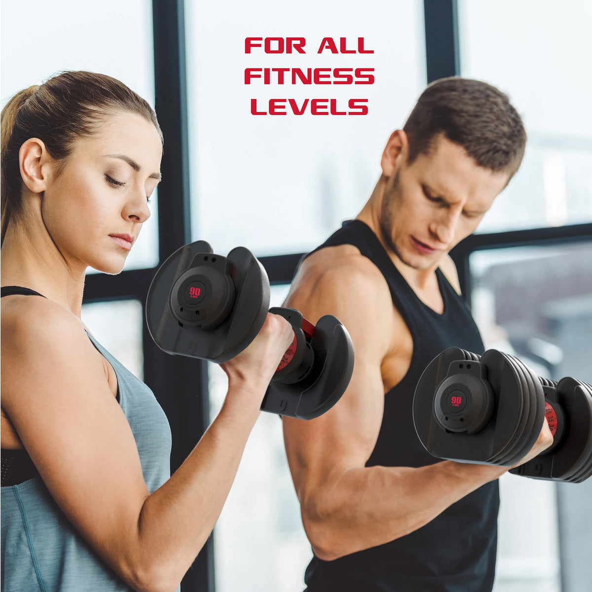 Adjustable Dumbbell 10-90 lbs Black Q427