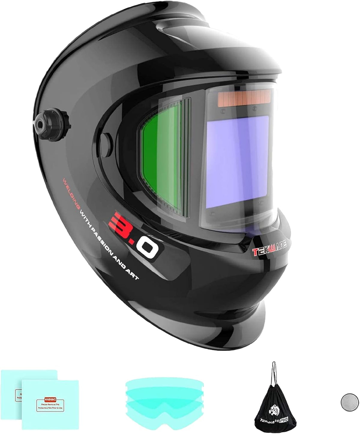 Auto Darkening Welding Helmet with Ultra Large Viewing Screen, 4 Arc Sensor, 1/1/1/2 Optical Clarity, Pack of 2 S801945
