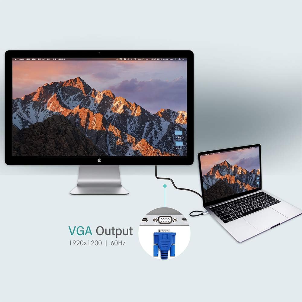 11-in-1 USB C Hub Adapter with HDMI, VGA, MiniDP, SD Card Reader, 3 x USB 3.0 Ports, Gigabit Ethernet, Headphone Jack, Gray W2515