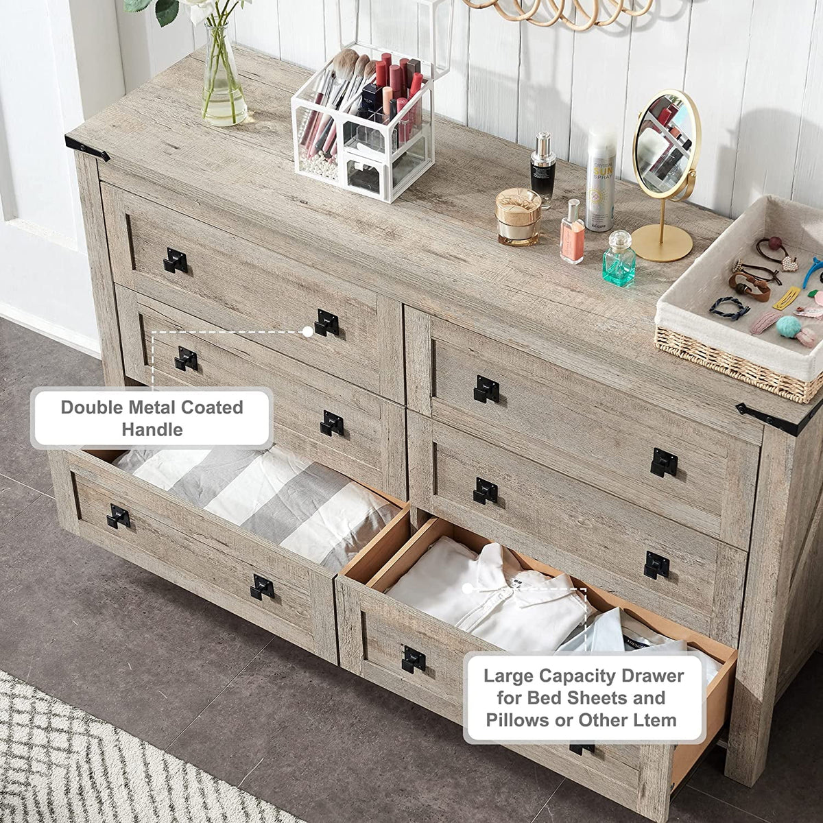 6 Drawer Wood Dresser J957