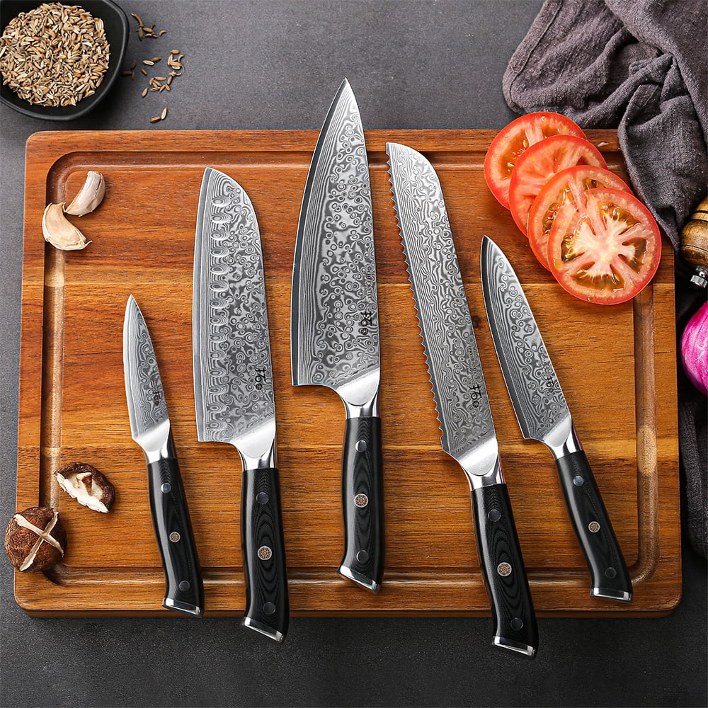 7Pcs Japanese VG10 Damascus Steel Knife Block Set S881733