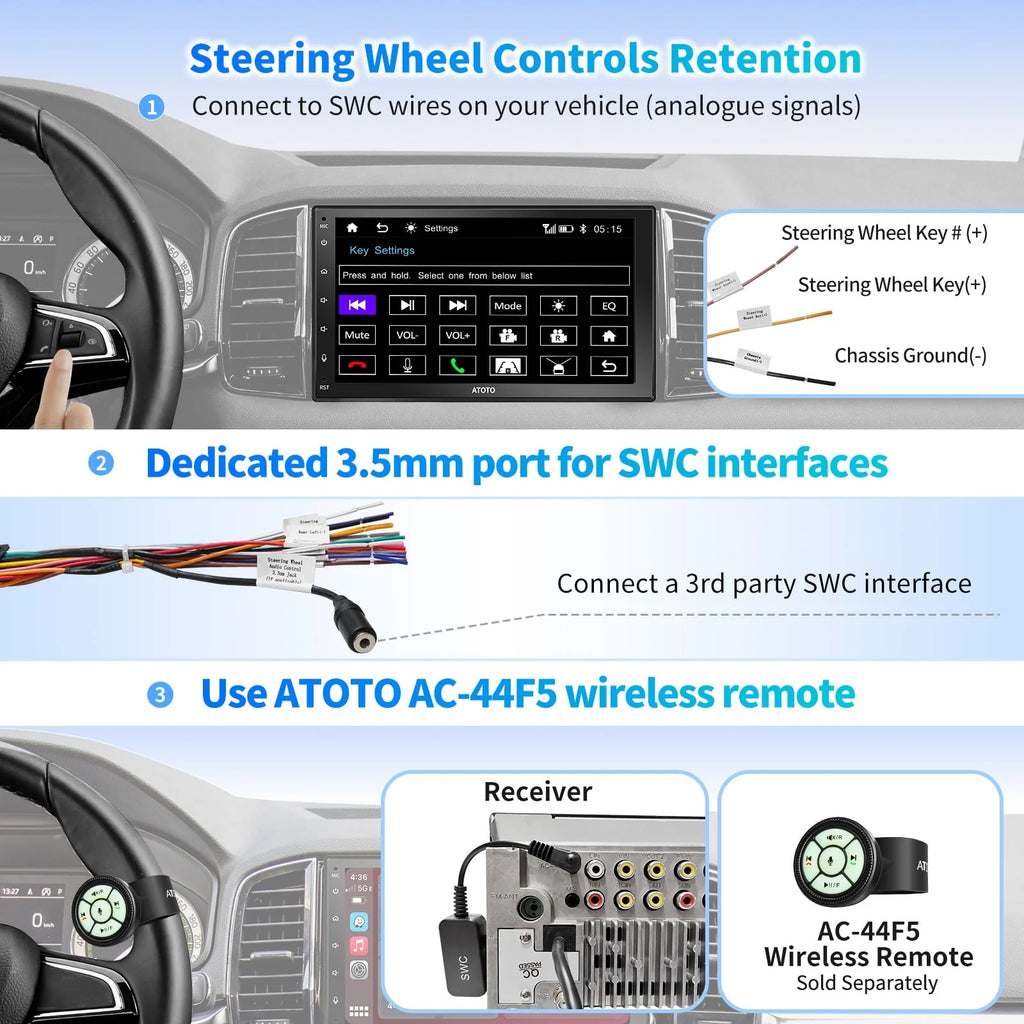 Double Din Car Stereo 7inch TouchScreen Wireless Apple Carplay Android Auto Bluetooth C825