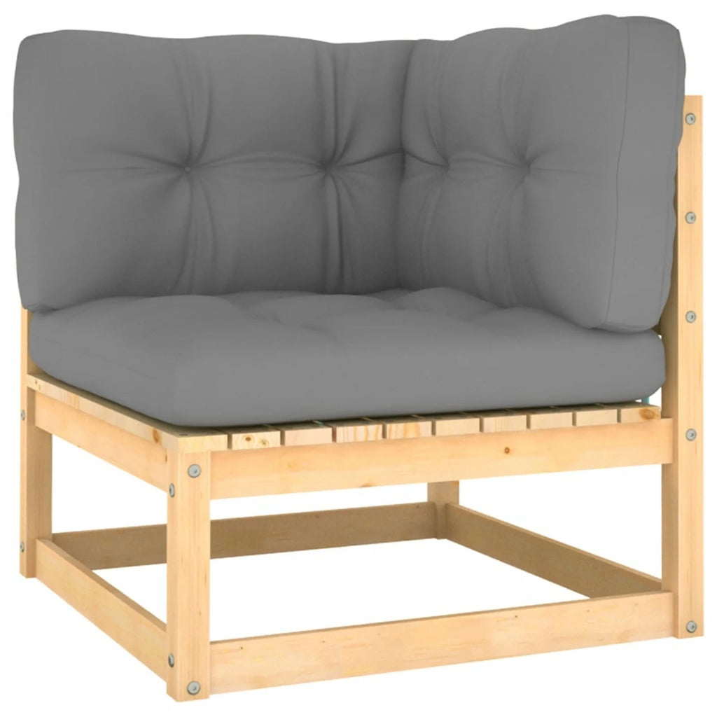 14 Piece Patio Lounge Set Outdoor Sofa Set with Gray Cushion Pinewood Sectional C697
