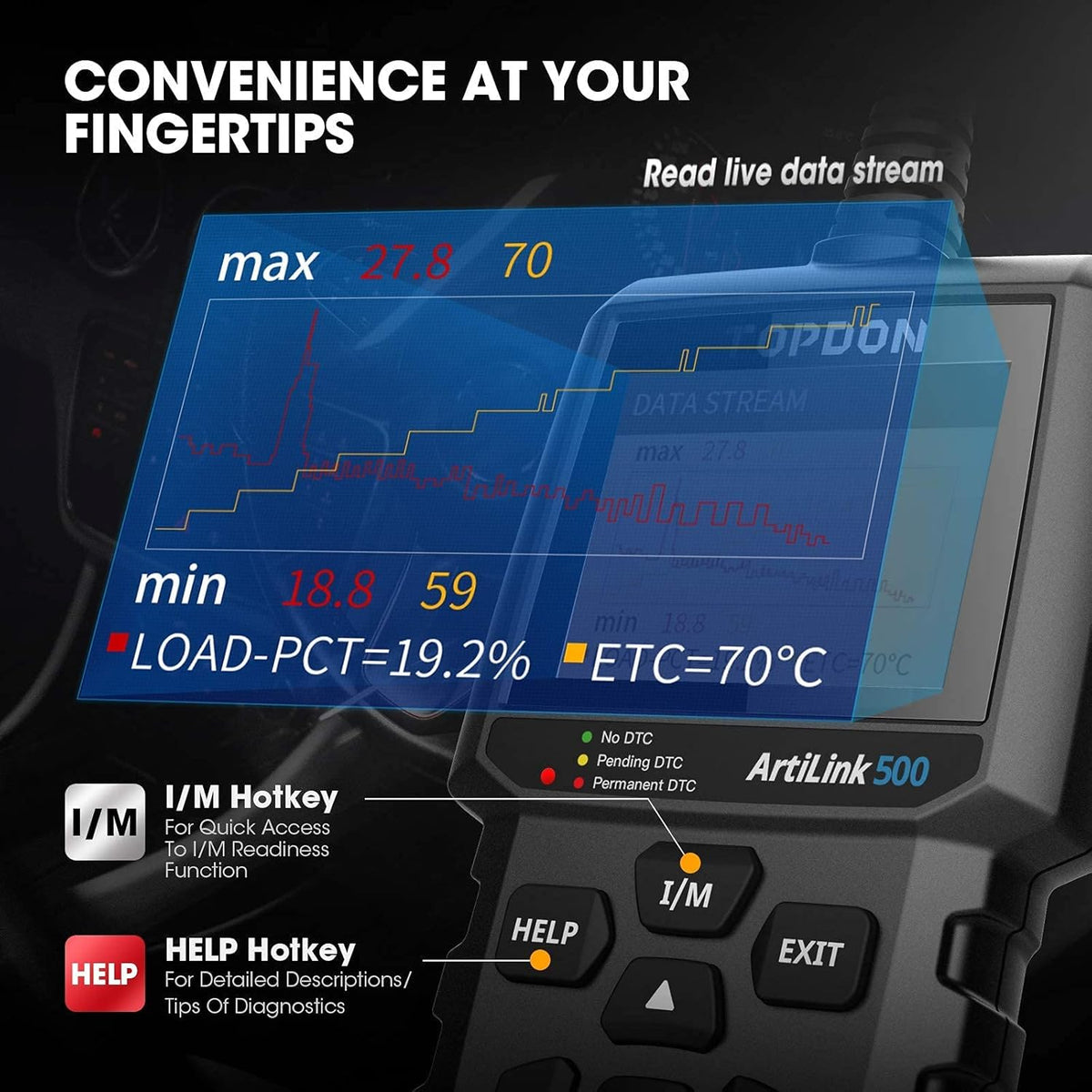 OBD2 Scanner Vehicle Diagnostic Tool with LED Light I1238