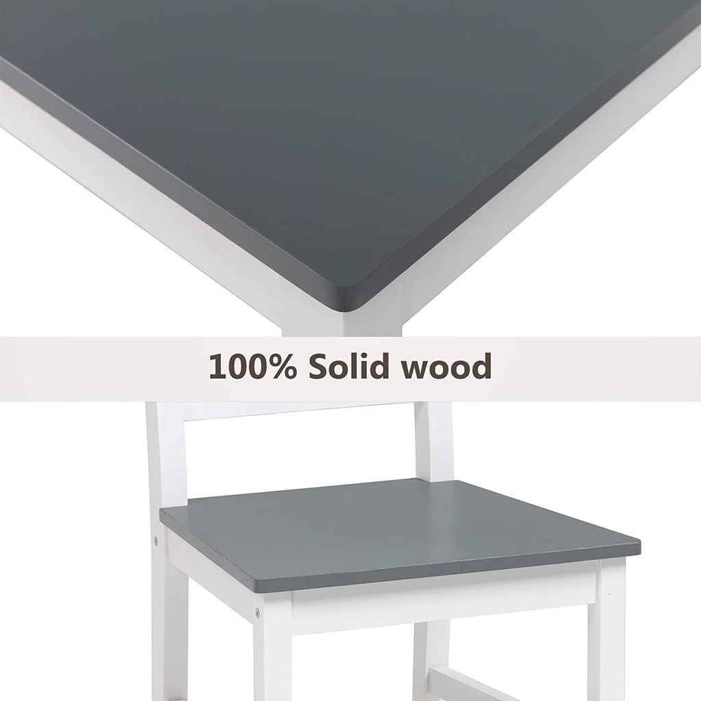 3-Piece Wood Dining Table and Chairs Set, Gray J5096