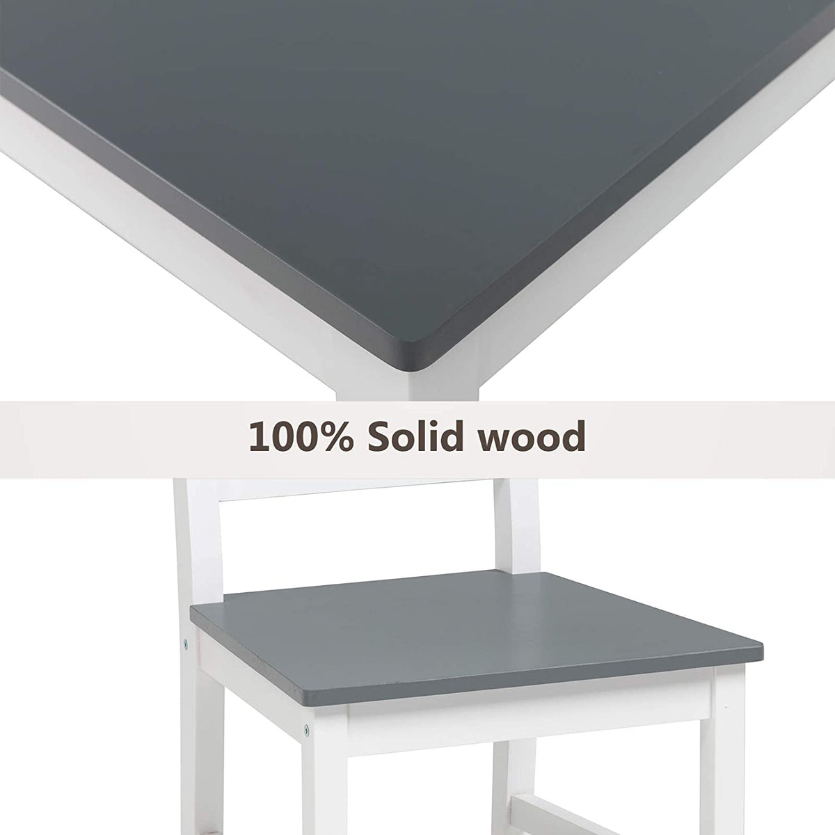 3-Piece Wood Dining Table and Chairs Set, Gray J5096