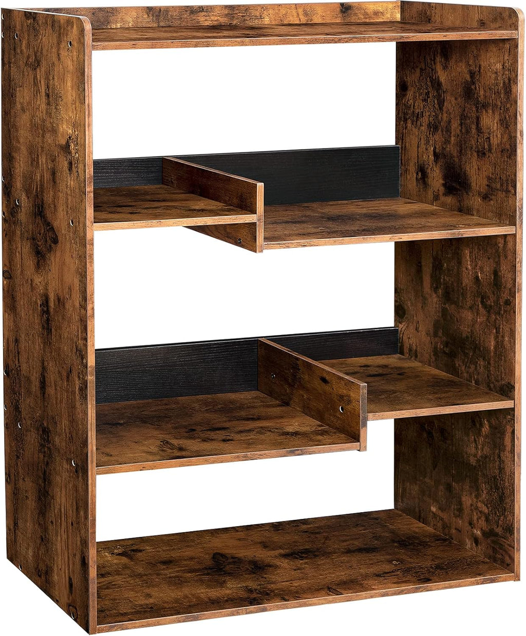 Rustic Brown Wooden Bookcase with Open Shelves K7459