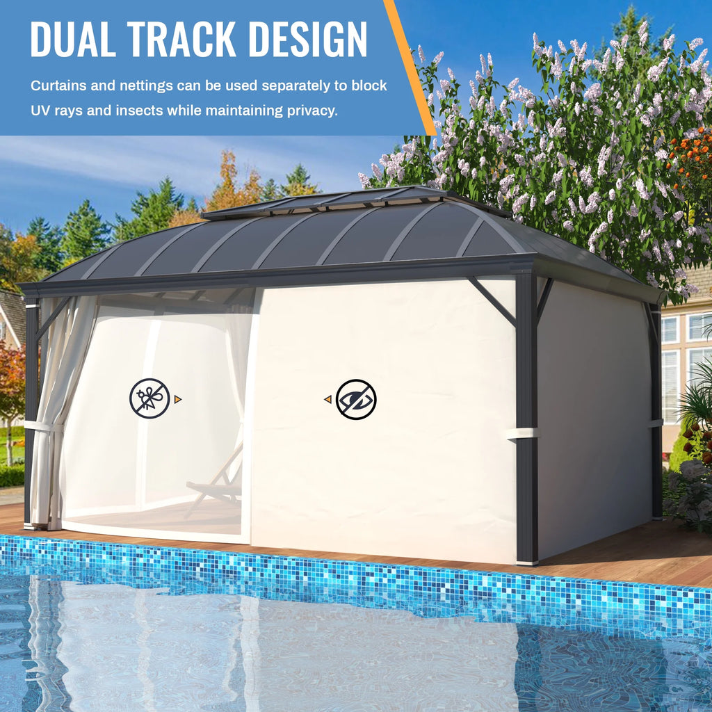 12'x16' Hardtop Aluminum Patio Gazebo with Aluminum Composite Double Roof Z66458