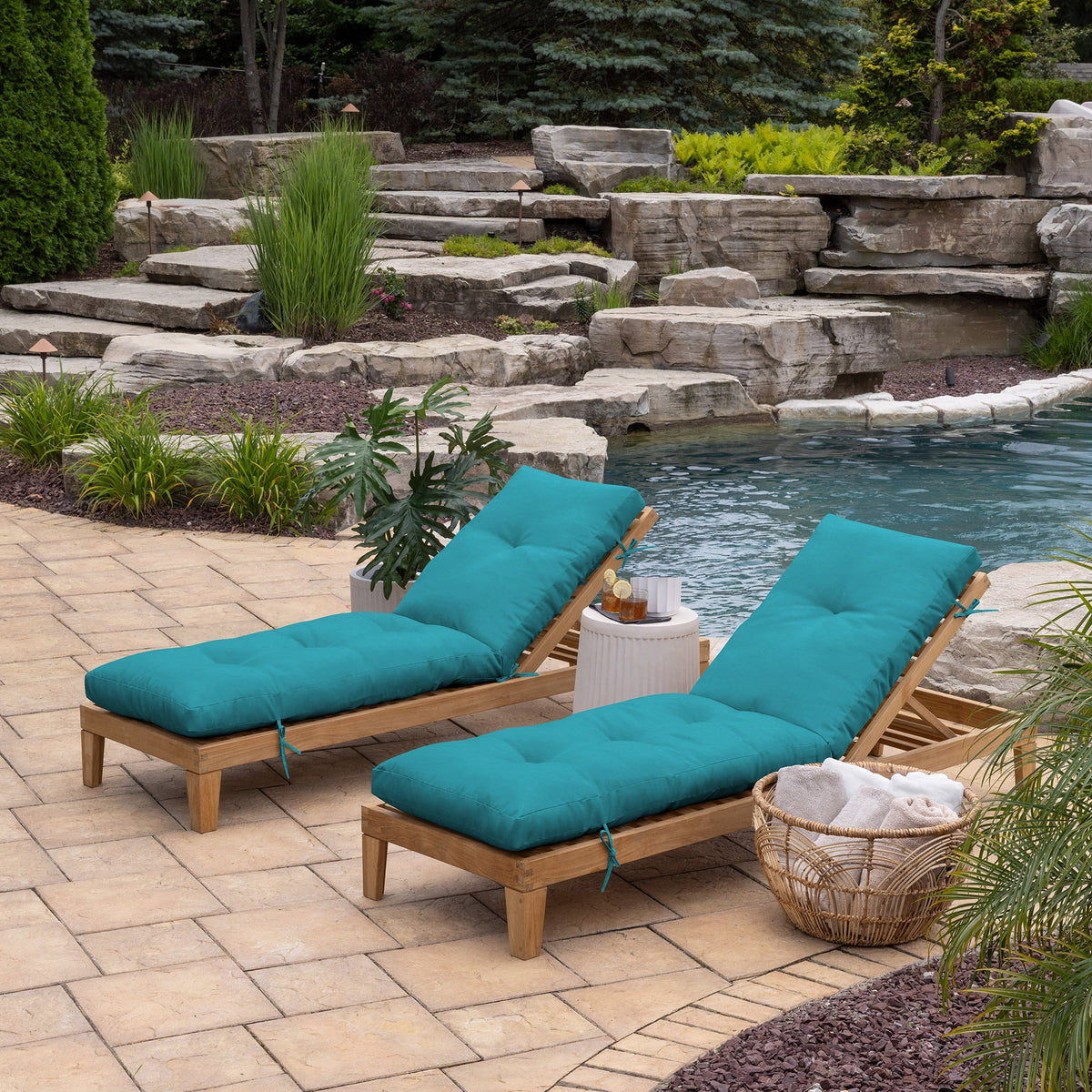Plush Blowfill Chaise Cushion 76 x 22, Lake Blue D883077
