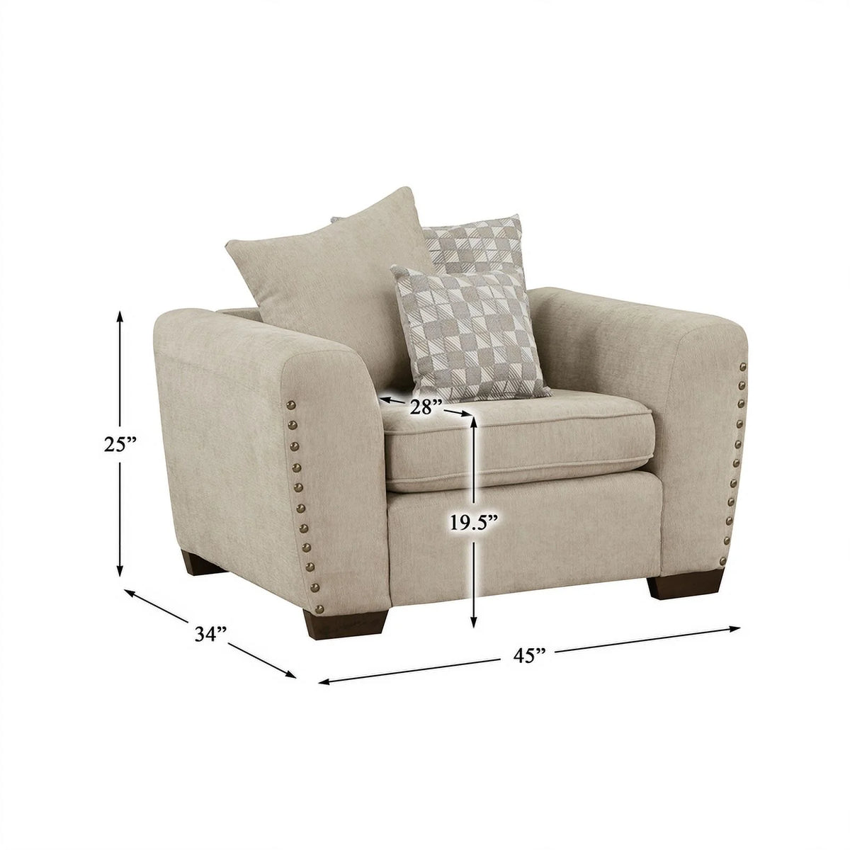 Light Brown Chenille Living Room Chair Y2077