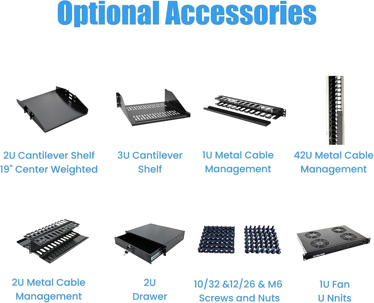 22U 4 Post Open Rack Frame Rack Enclosure 19 Inch Adjustable Depth Aluminum J28018