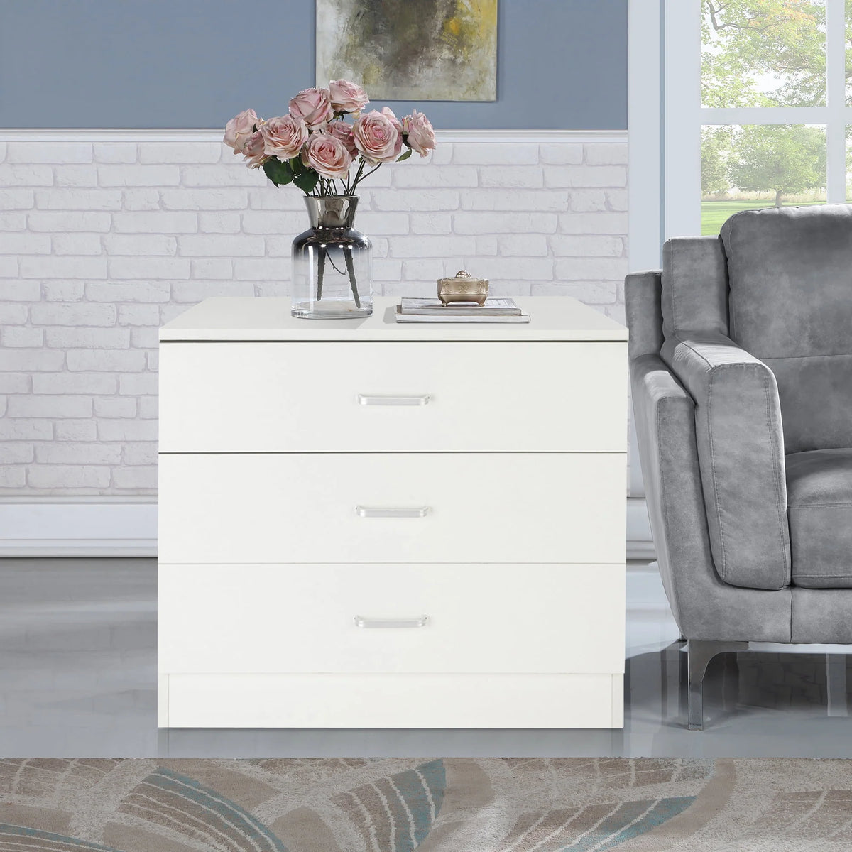 Black 4 Drawer Wood Dresser Z24972