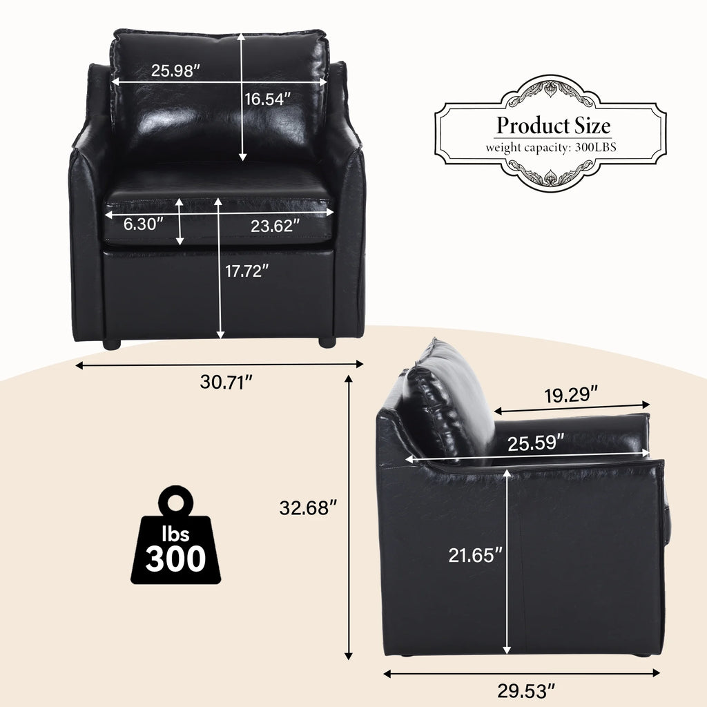 Black Faux Leather Accent Chair I618362