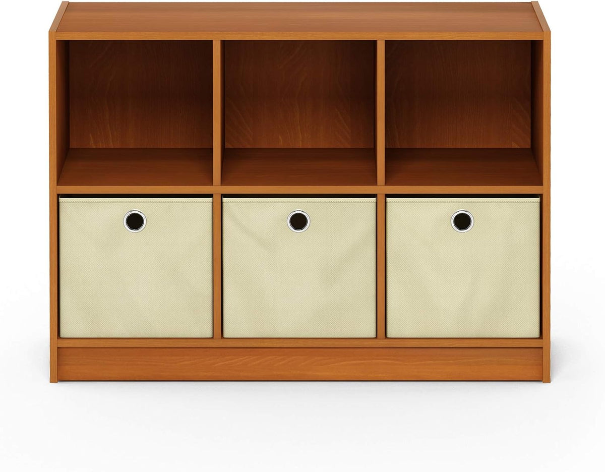 3x2 Bookcase Storage with Bins, Light Cherry/Ivory, Pack of 2 V469312