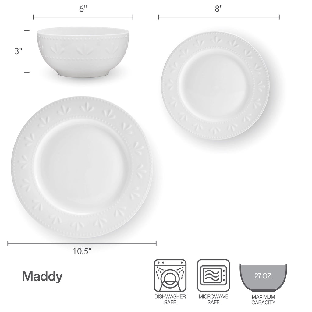 12-Piece White Porcelain Dinnerware Set T332