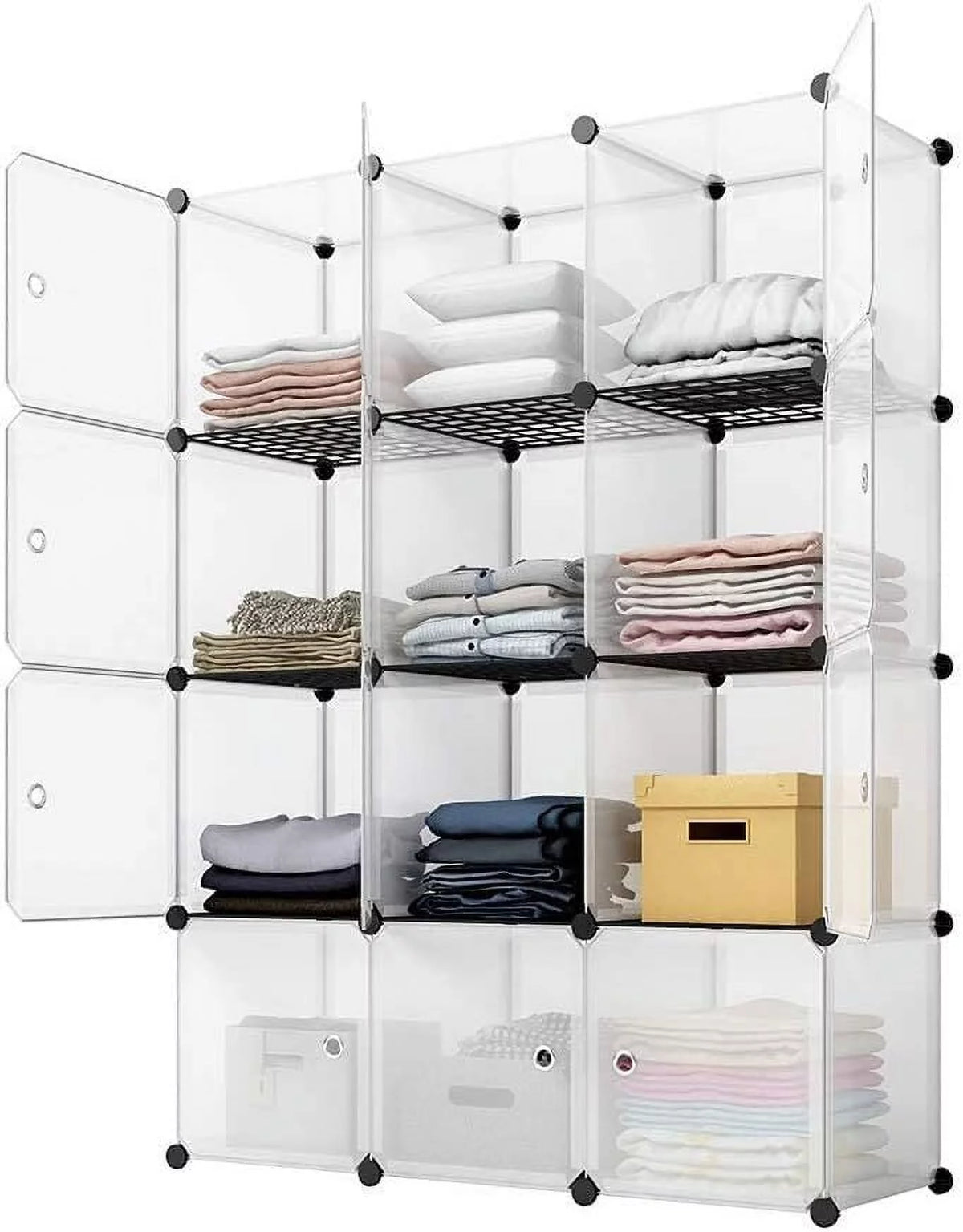 12 Cube Plastic Storage Organizer with Doors B72149