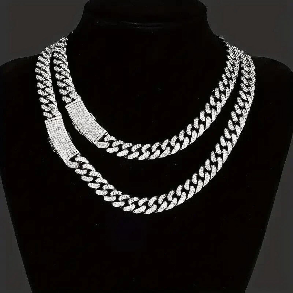 Silver Plated 18" Cuban Choker Chain Necklace T4076