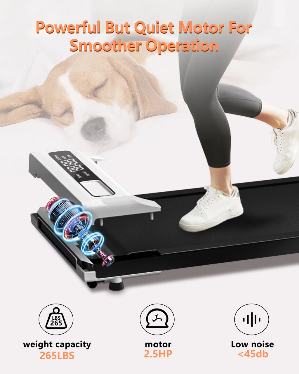 2 in 1 Portable Under Desk Treadmill with Remote Control W8648