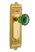 Emerald Crystal Polished Brass Interior Mortise Door Knob R11954