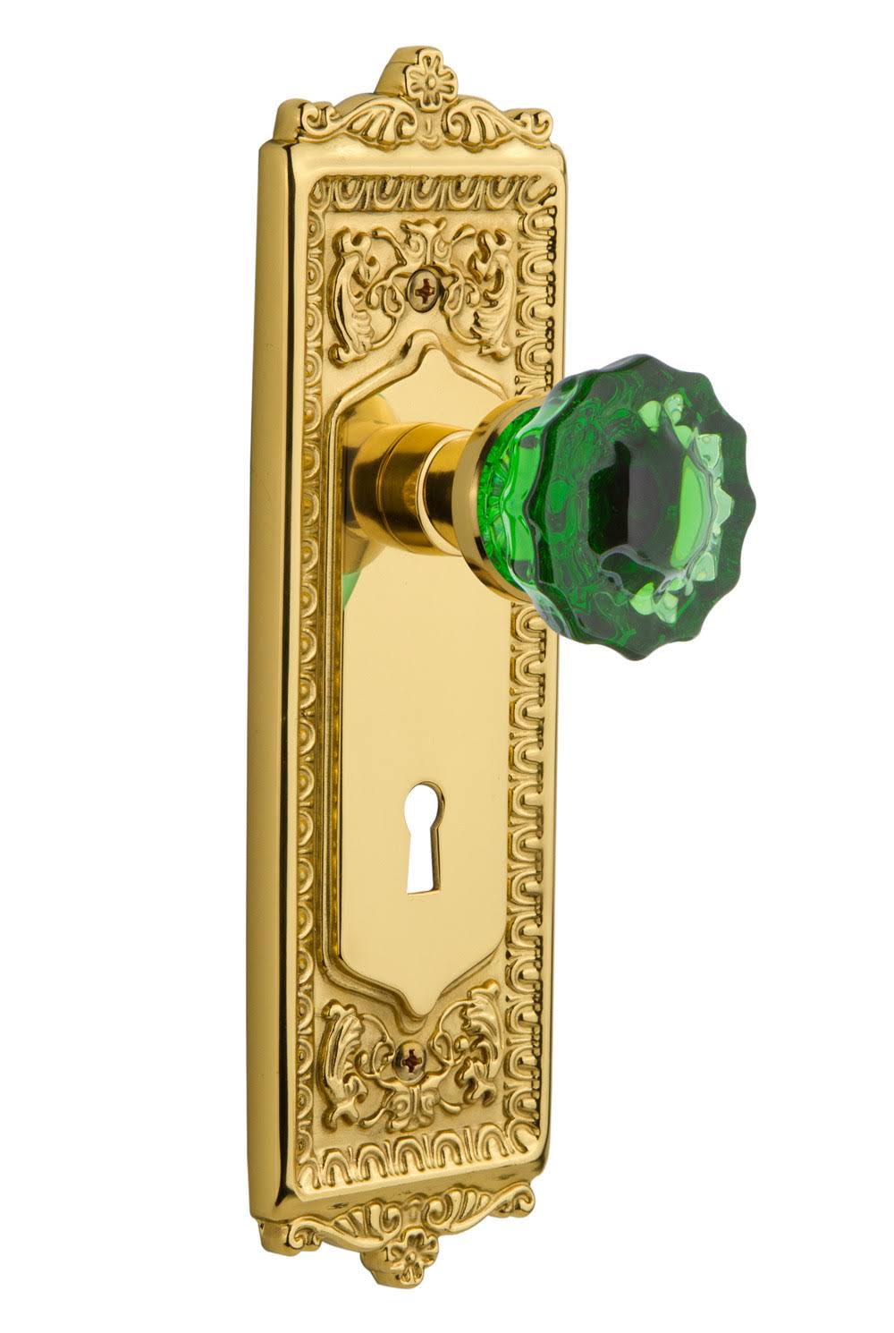 Emerald Crystal Polished Brass Interior Mortise Door Knob R11954