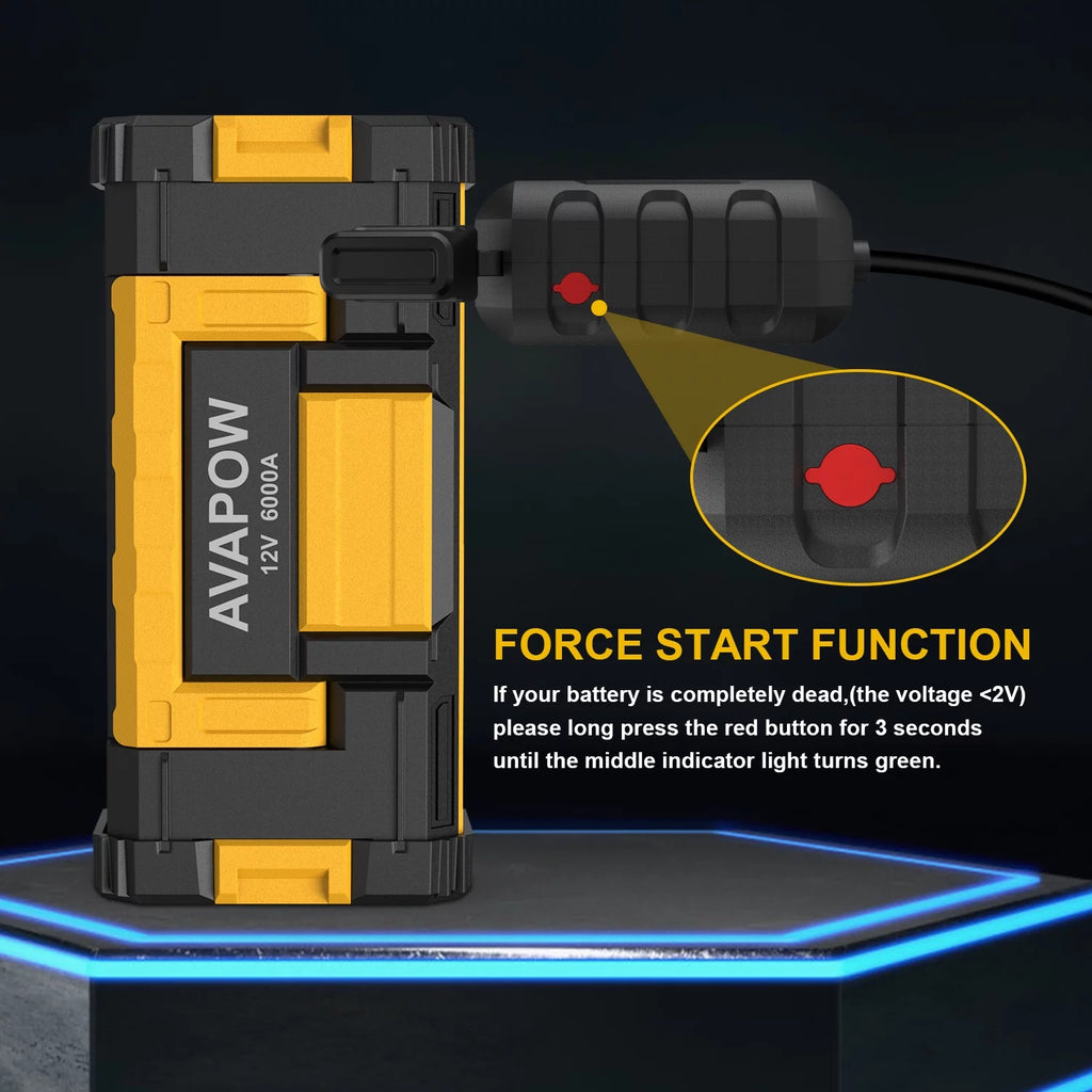 6000A Car Battery Jump Starter with Dual USB Quick Charge and DC Output U80525