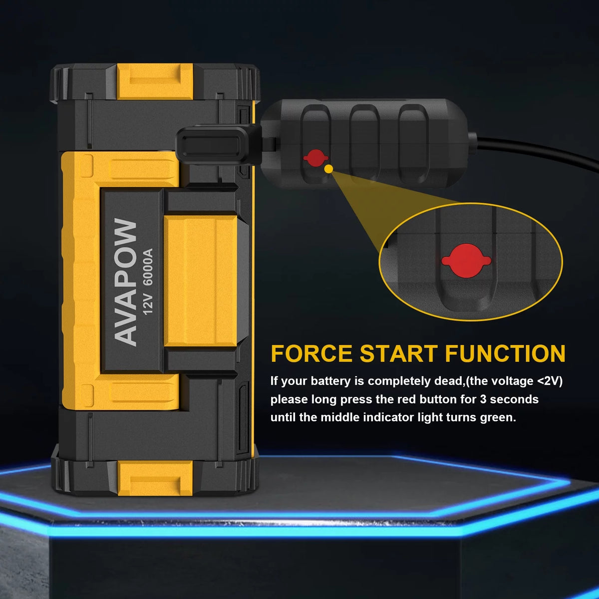 6000A Car Battery Jump Starter with Dual USB Quick Charge and DC Output U80525