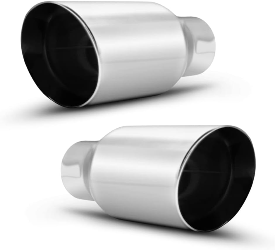 Black Stainless Steel Exhaust Tip 2PCS 2.5" Inlet 4" Outlet 9" Long Weld On O92167