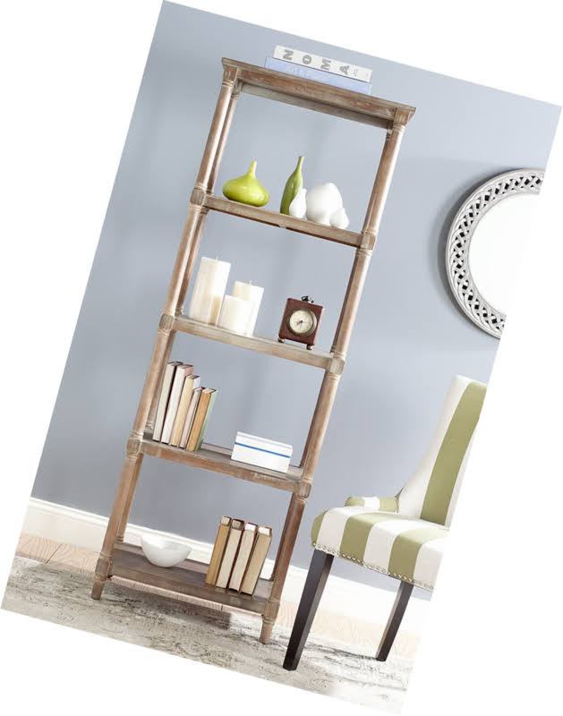 5 Tier Washed Natural Pine Bookcase N50822