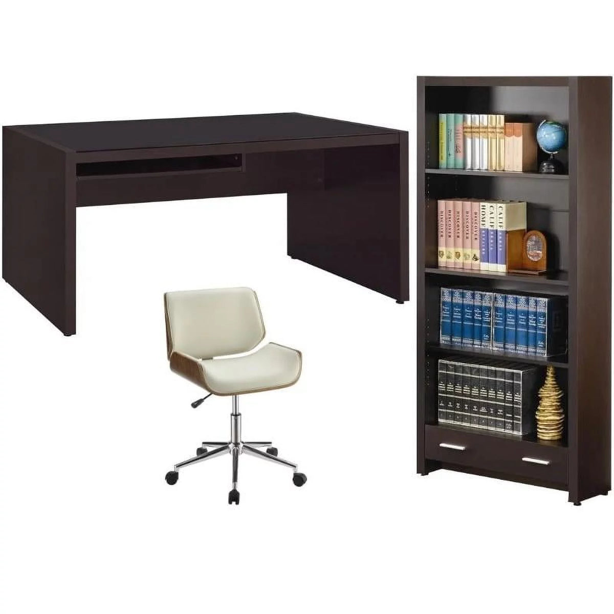 3-Piece Furniture Set with Computer Desk Office Chair and Bookcase K76620