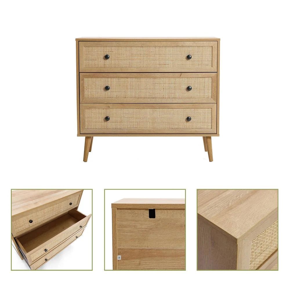 Light Oak Finish 3-Drawer Wood Dresser D920183