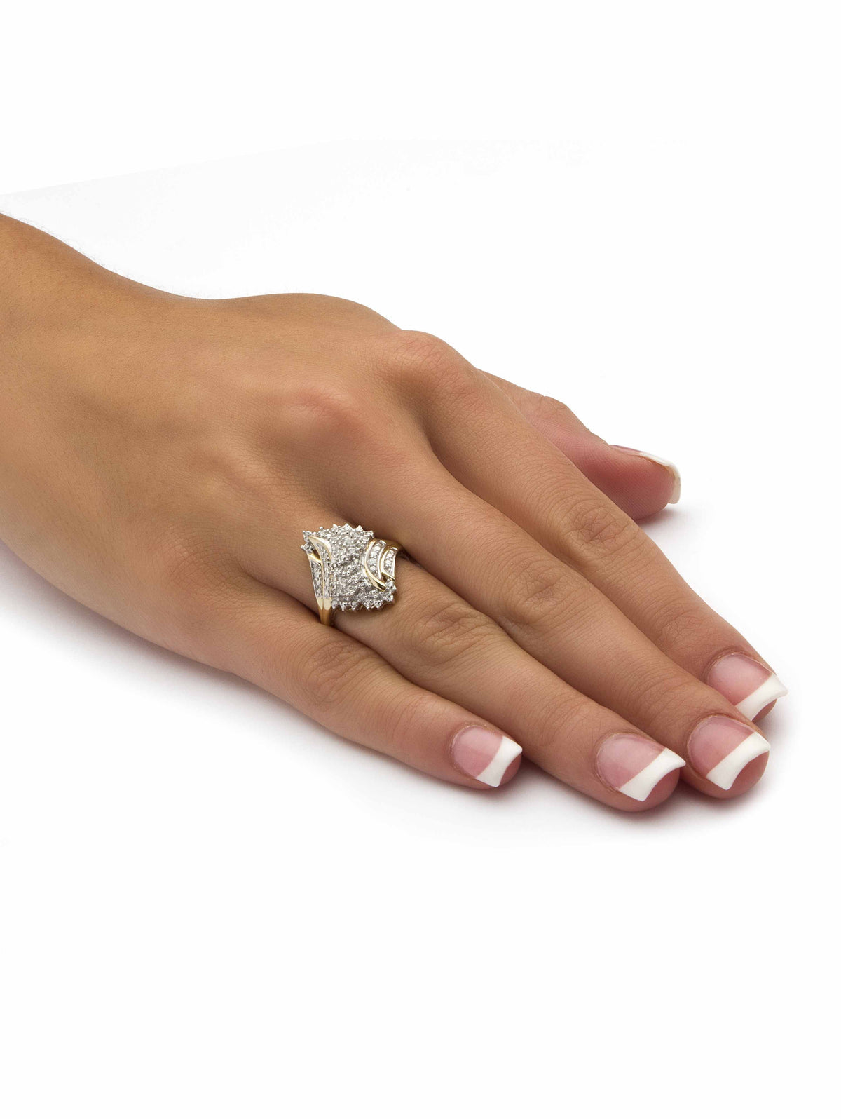 1/10 TCW Round Diamond Swirled Ring in Solid 10k Gold Y19148