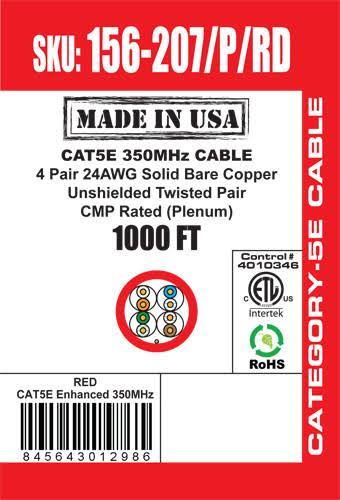 Cat5e UTP Bulk Ethernet Cable 1000ft Red E55678