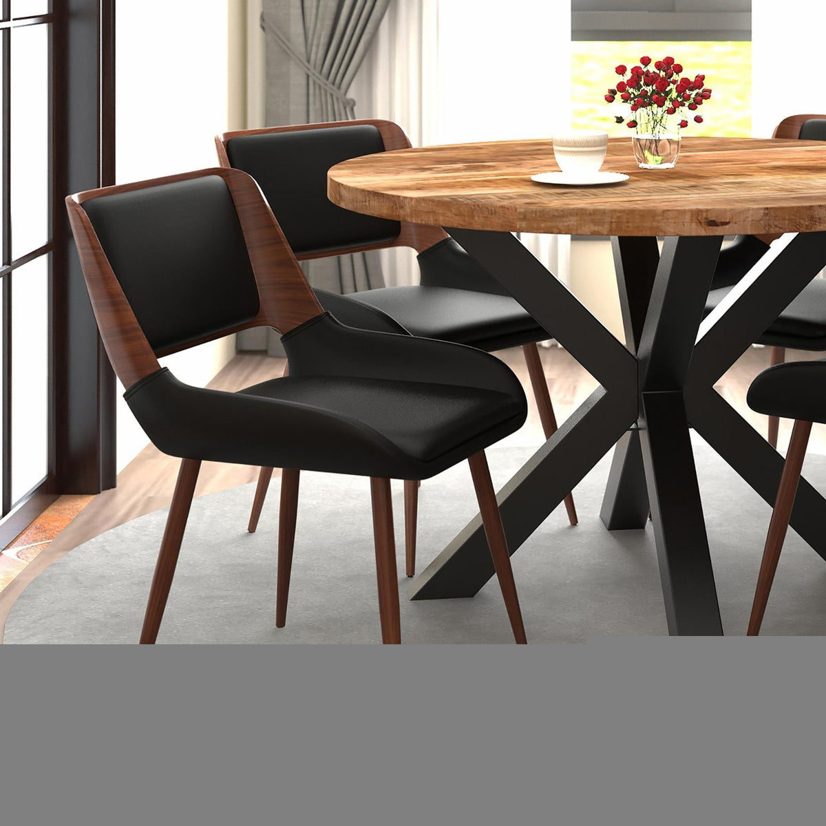 Faux Leather and Wood Side Chair L76303