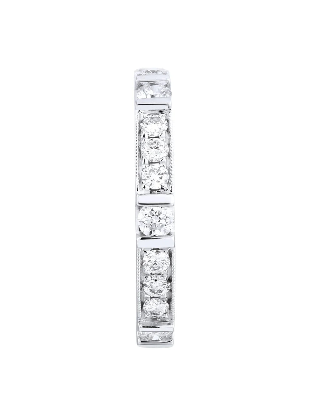 18K White Gold Pave Diamond Ladies Wedding Band Ring Size 6.5 0.77cttw B961