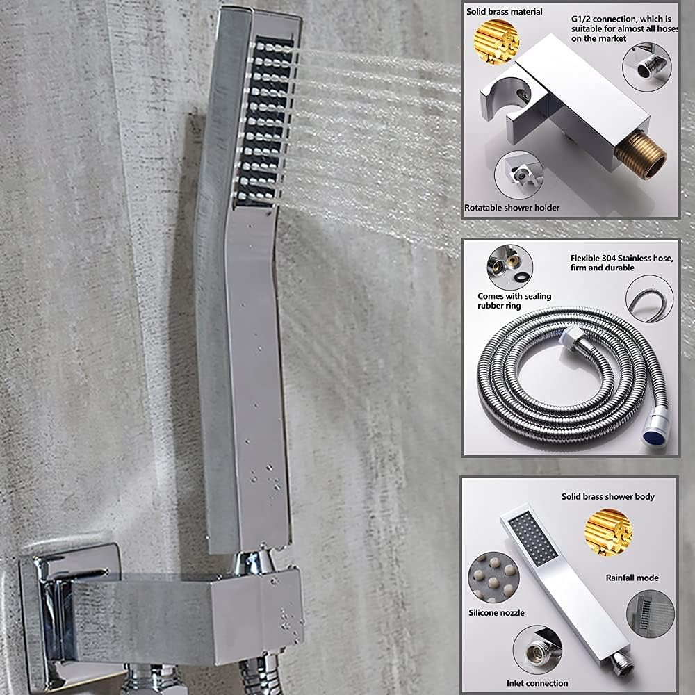 Chrome Wall Mounted LED Rain Shower System with Thermostatic Valve Combo Set C59592