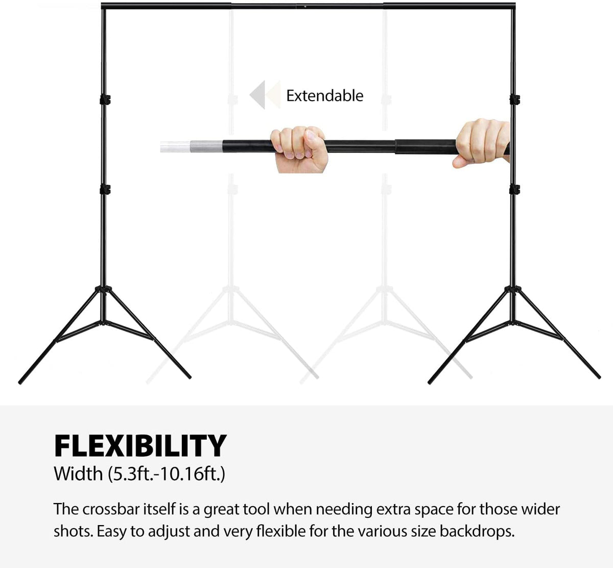 10 ft. Backdrop Support System and 800W 6500K Softbox Umbrella Background Continuous Lighting Kit with Carry Bag K326074