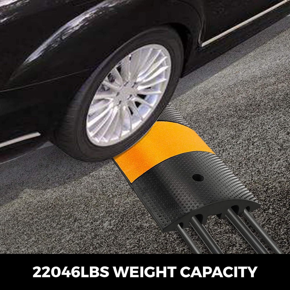 6 Feet Rubber Driveway Cable Protector Ramp 2-Channel T8226