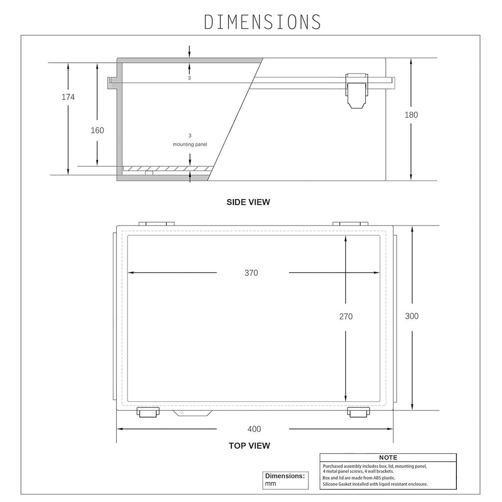 Junction Box, Hinged Cover Stainless Steel Latch IP67 Waterproof Plastic Enclosure 400×300×180mm S598375
