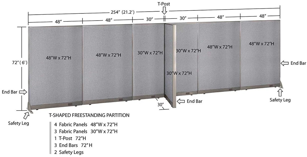 T-Shaped Freestanding Room Divider K118