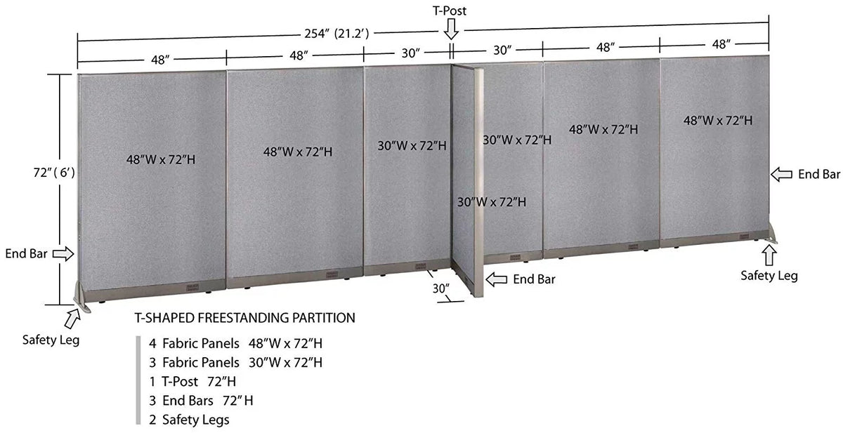 T-Shaped Freestanding Room Divider K118
