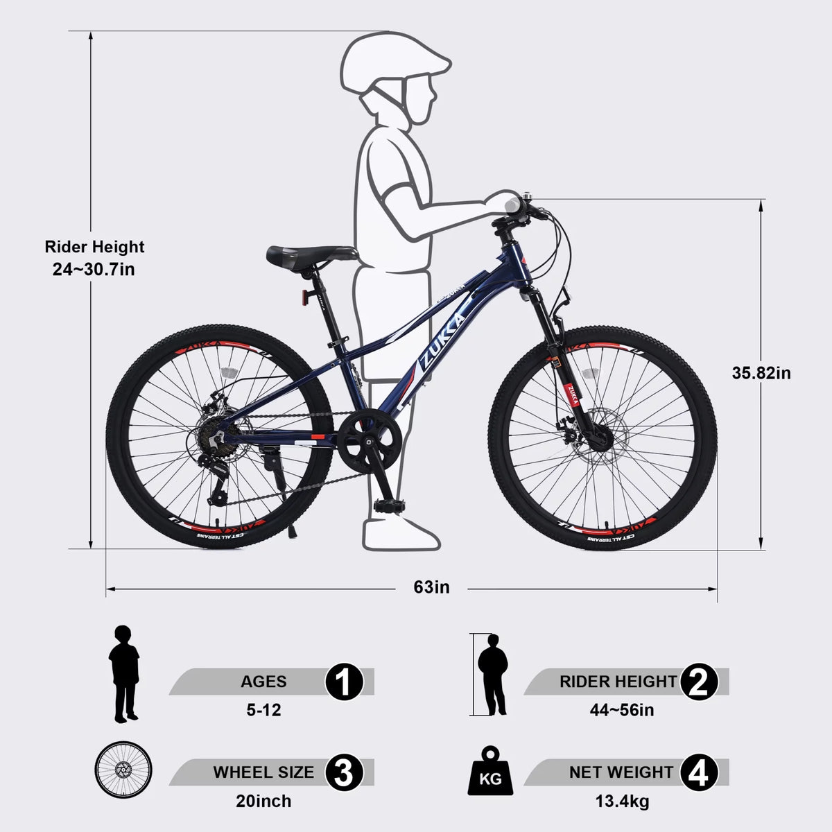 24 in 7-Speed Aluminum Mountain Bike with Double Disc Brake O5426