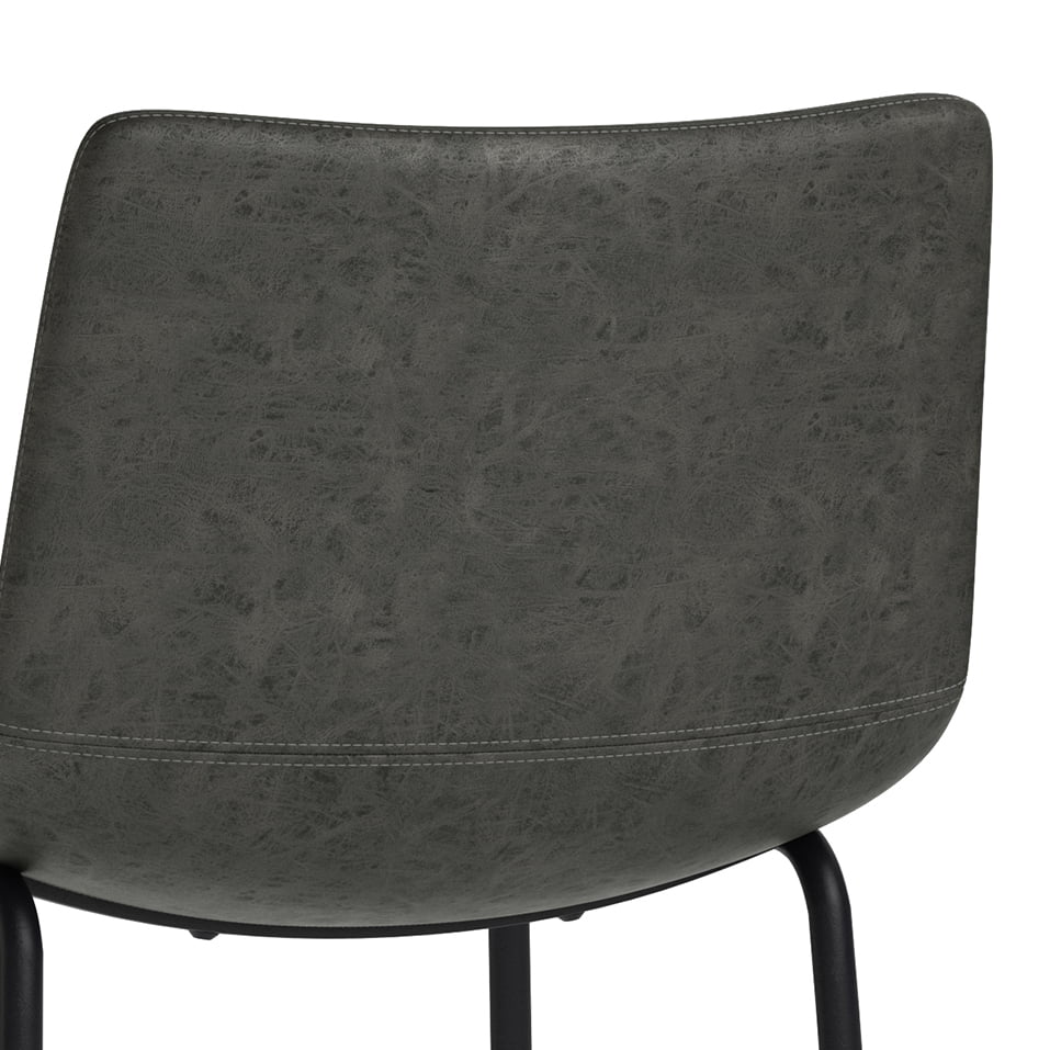 Distressed Charcoal Grey Faux Leather Bar Stool Set of 2 M865