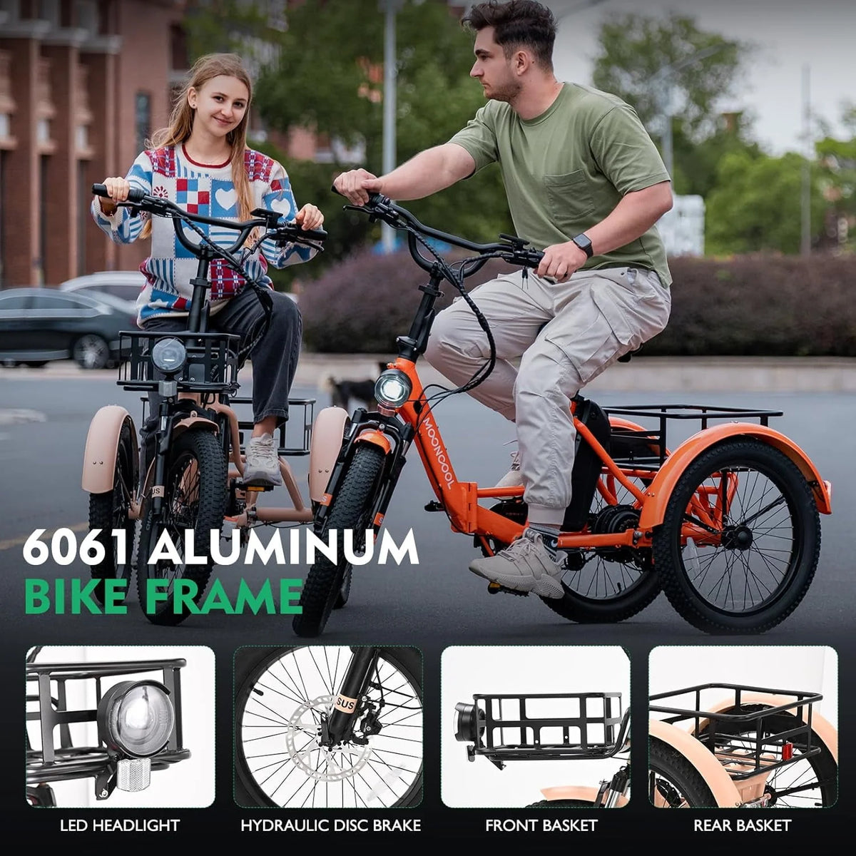 24 26 3 Wheel 350W 36V 7 Speeds Electric Tricycle with Large Basket A33525