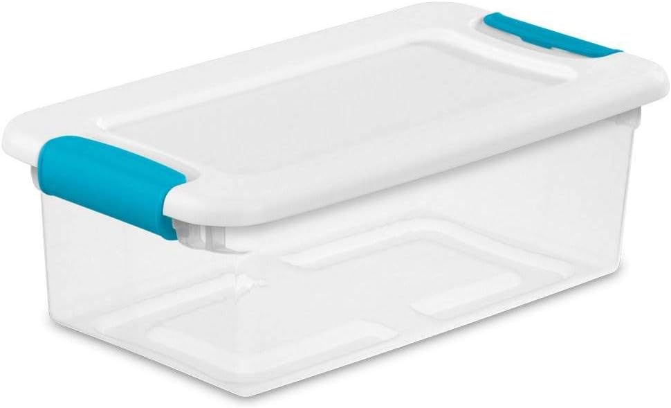 6-Quart Clear and Blue Stackable Latching Storage Box Container (12-Pack) Pack of 2 W711221