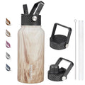 Half Gallon Insulated Stainless Steel Water Bottle with Straw Lid, Black I34721