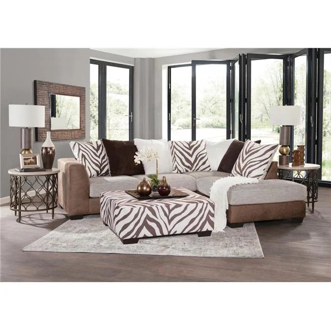 Brown and White Zebra Upholstered Ottoman C487223