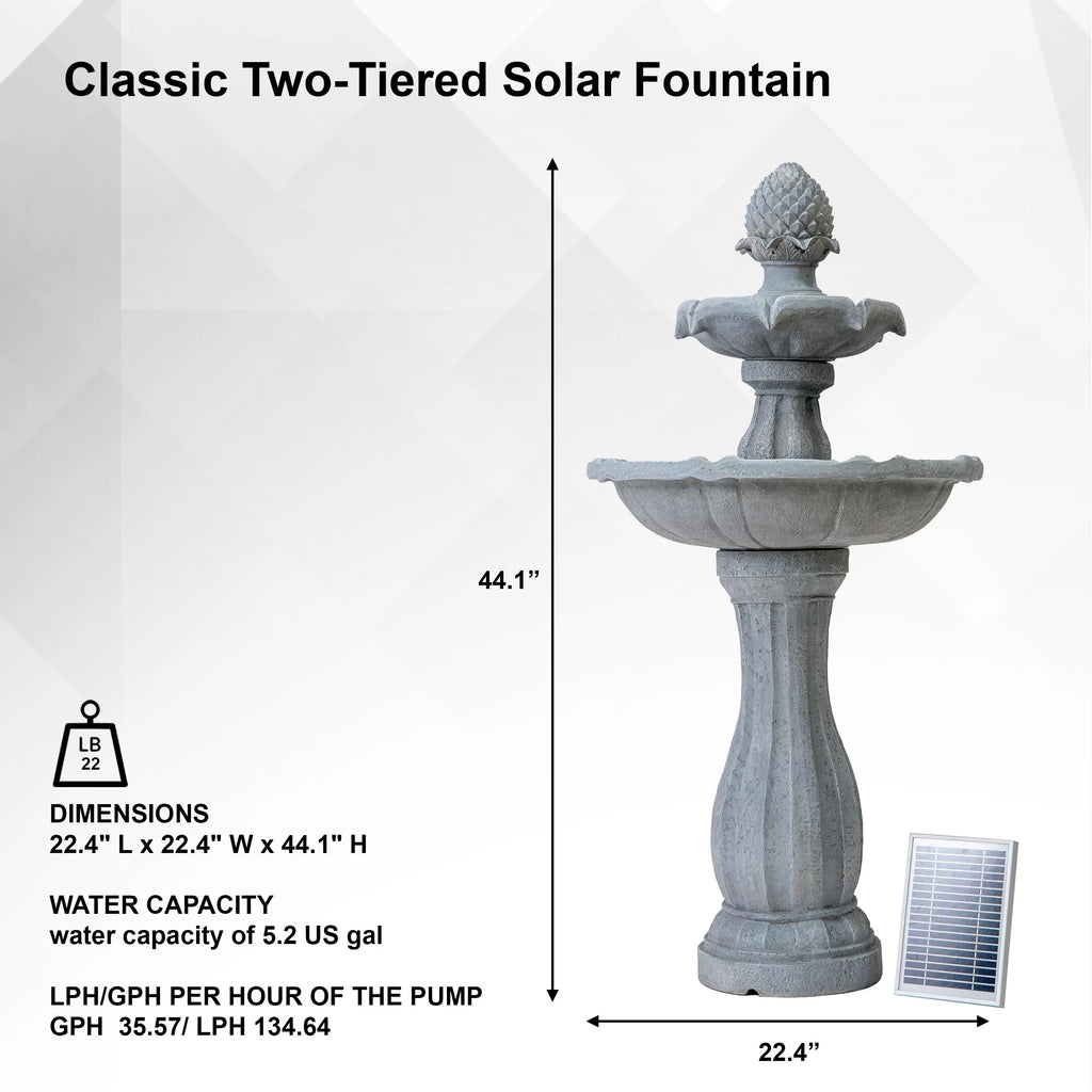 White 2-Tier Solar Water Fountain G661